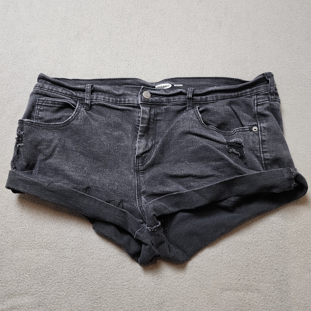 Old Navy Denim Boyfriend Jean Shorts Distressed Summer Sz 16